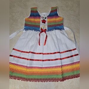 Handmade Rainbow Mexican Embroidered Dress